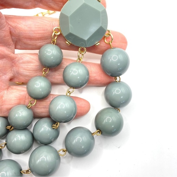 Gray Bubble Statement Necklace Goldtone - Picture 4 of 6